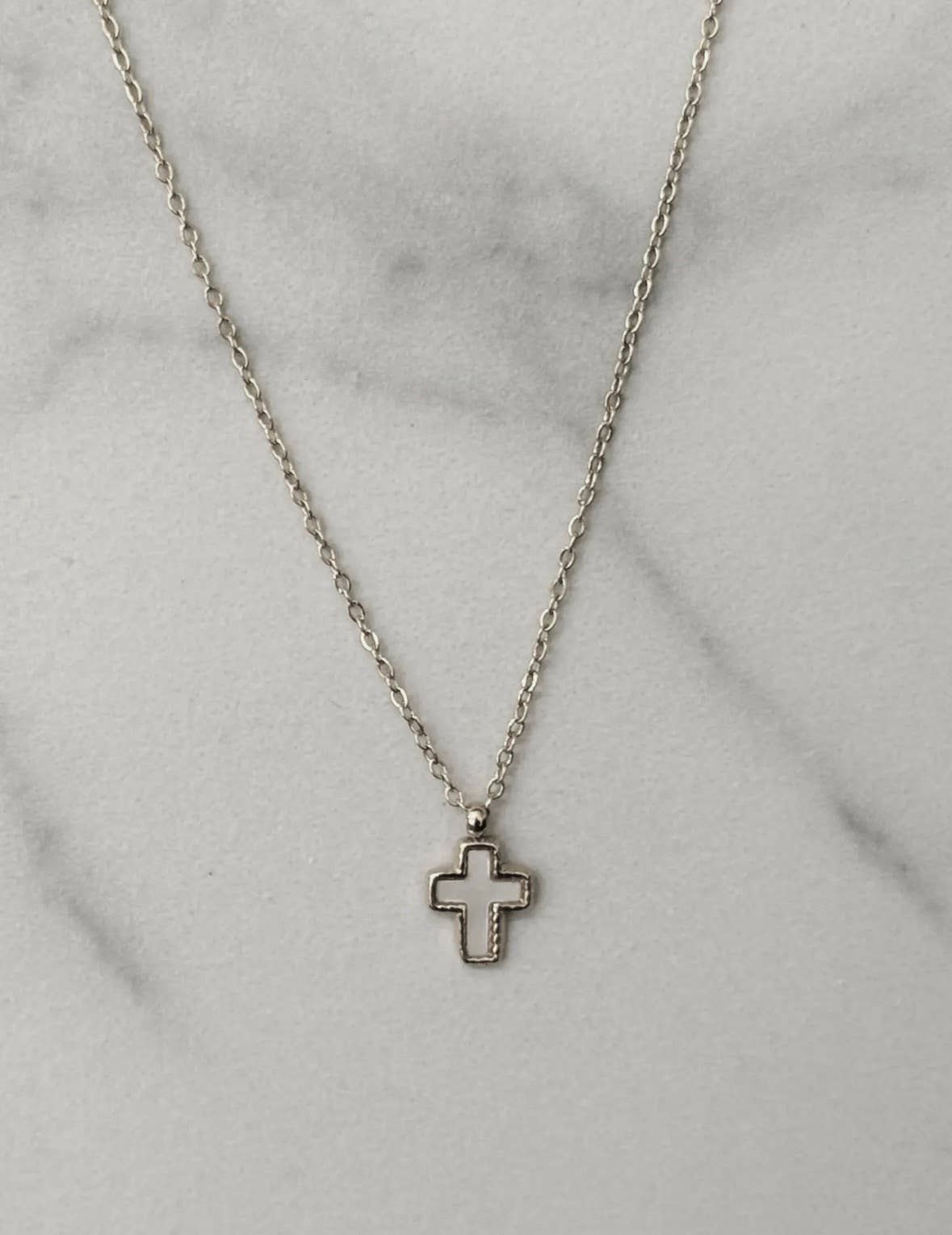 Alba – White Cross Necklace